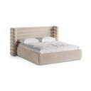 Pat matrimonial bej tapițat cu spațiu de depozitare cu somieră 180x200 cm Mount – Micadoni 