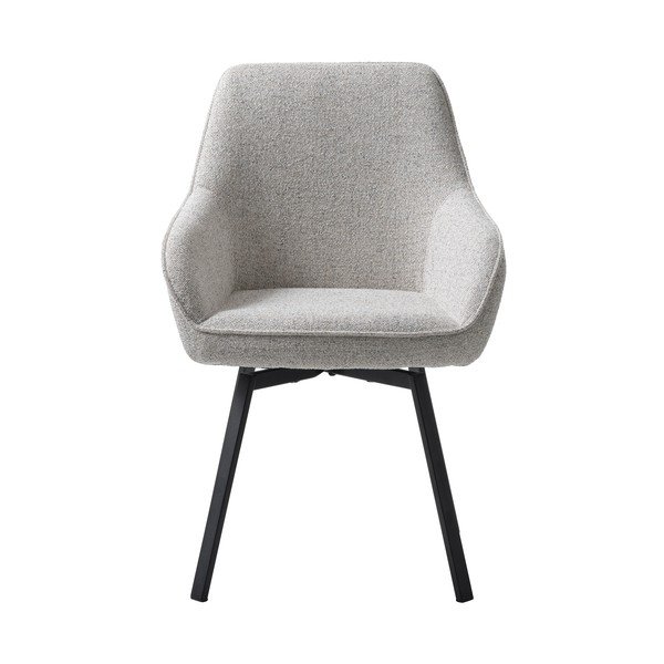 Scaun de sufragerie gri deschis cu cotiere tapițat Alma – Unique Furniture-image-2