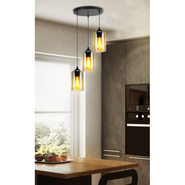 Lustră neagră cu abajur din sticlă Bistro – Candellux Lighting-image-1