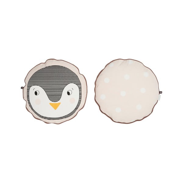 Pernă din bumbac organic pentru copii OYOY Penguin, ⌀ 40 cm