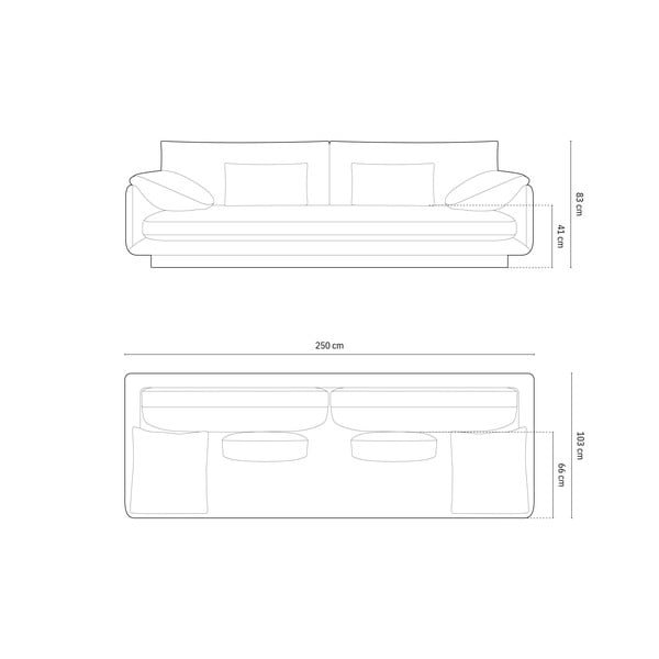 Canapea maro cu tapițerie din catifea 250 cm Torino – Micadoni -image-4