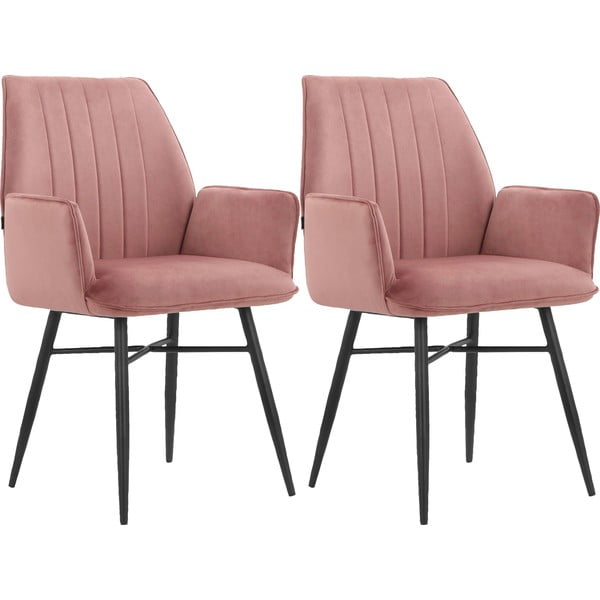 Set de scaune de sufragerie roz deschis 2 buc. tapițat Anzo – Støraa-image-4