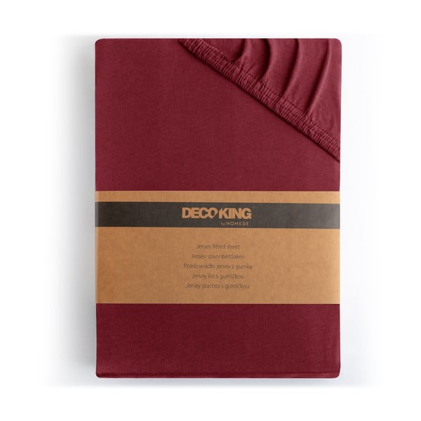 Cearceaf burgundy din jerseu cu elastic 140x200 cm Amber – Restilo-image-4