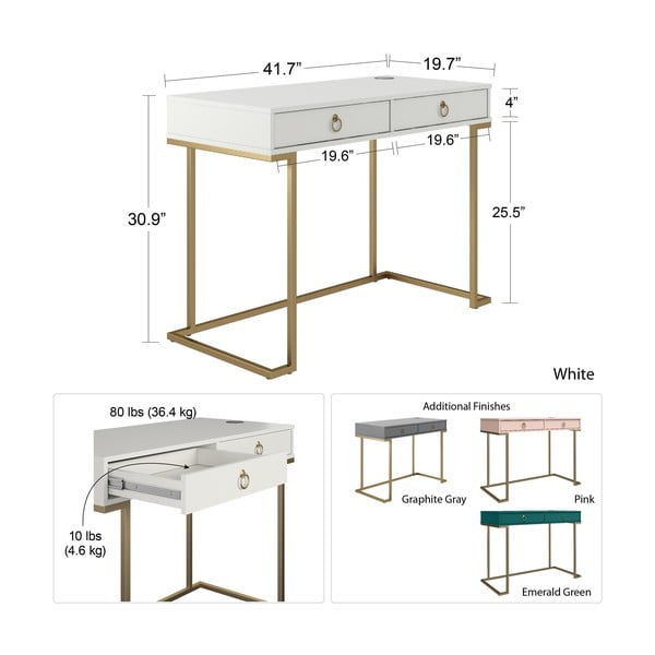 Birou CosmoLiving by Cosmopolitan Camila, gri-image-3