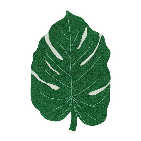 Covor pentru copii verde închis lavabil/țesut manual din bumbac 120x180 cm Monstera Leaf – Lorena Canals