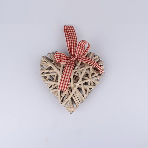 Decorațiune suspendată din ratan în formă de inimă Dakls, înălțime 15 cm