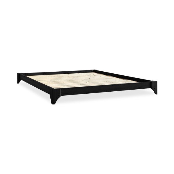 Pat dublu din lemn de pin cu saltea și tatami Karup Design Elan Double Latex Black/Black, 160 x 200 cm-image-3