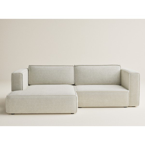 Colțar crem extensibil/cu spațiu de depozitare cu tapițerie din chenille (cu colț pe partea stângă/cu șezlong) Velto – Maison de Rêve-image-2