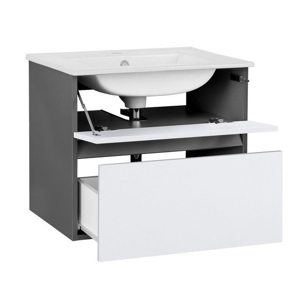 Dulap fără chiuvetă alb/gri antracit suspendat 60x52 cm Wisla – Støraa-image-1
