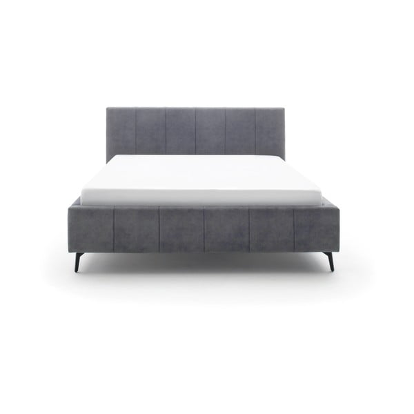 Pat matrimonial gri antracit tapițat cu spațiu de depozitare cu somieră 180x200 cm Lizzano – Meise Möbel-image-2