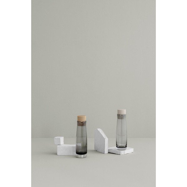 Set 2 sticle pentru oțet și ulei cu capac de silicon Blomus Basic, crem-image-2