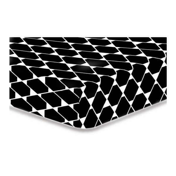 Cearșaf cu elastic, din microfibră DecoKing Rhombuses, 200 x 220 cm, negru-alb