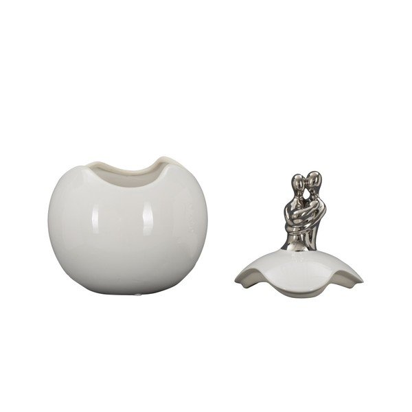 Recipient din ceramică Mauro Ferretti Family Grande, alb-argintiu-image-3