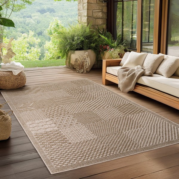 Covor pentru exterior și interior bej 200x290 cm Ibiza 1902 – Ayyildiz Carpets-image-1