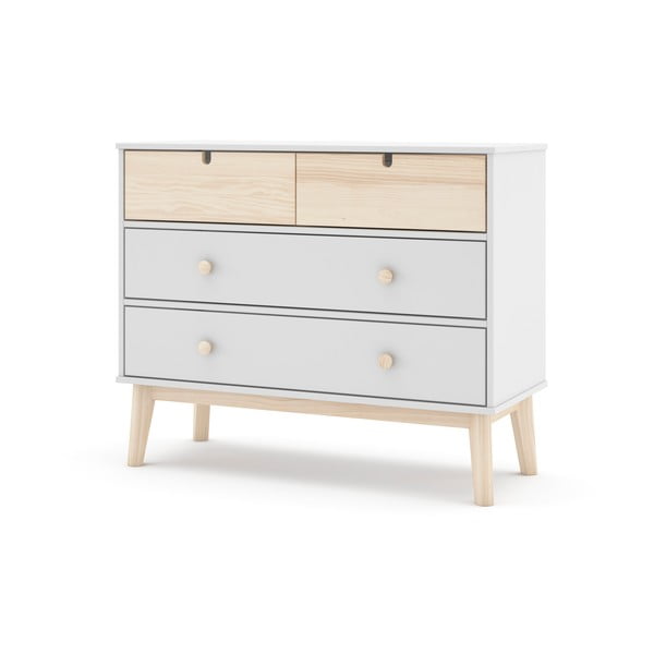 Comodă pentru copii albă joasă 100x81 cm Estefania – Marckeric-image-3