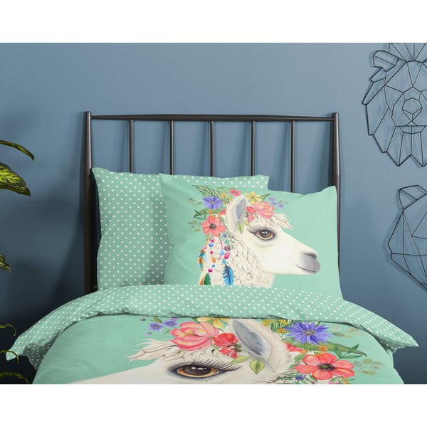 Lenjerie de pat pentru copii verde-mentă din bumbac pentru pat de o persoană, extinsă 140x220 cm Joey – Good Morning-image-2