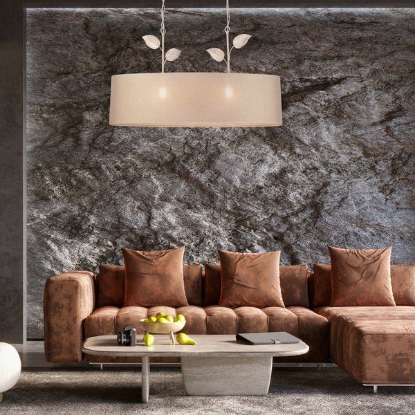 Lustră aurie cu abajur textil Noemi – LAMKUR-image-1