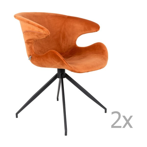 Set 2 scaune cu cotiere Zuiver Mia, portocaliu