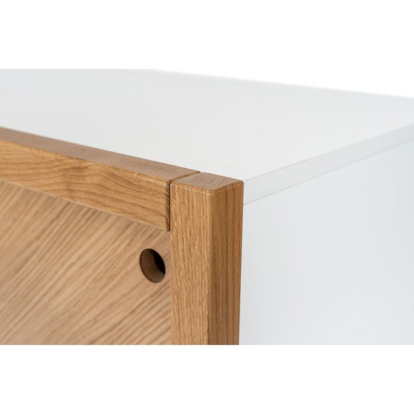 Comodă din lemn de stejar Woodman Cubis, maro - alb-image-1