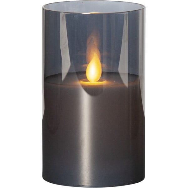 Lumânare de ceară cu LED gri în sticlă Star Trading M-Twinkle, înălțime 12,5 cm