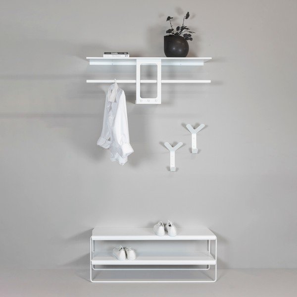 Cuier de perete alb cu raft din oțel 100 cm Luno Small – Spinder Design-image-4