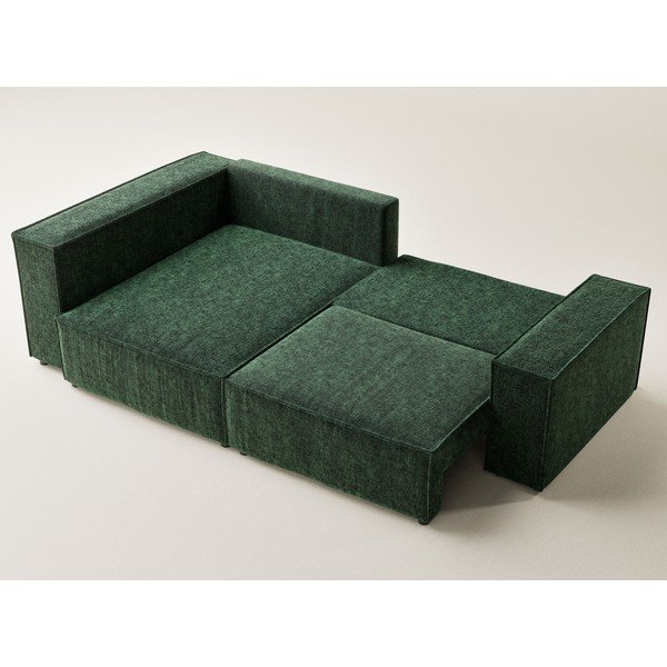 Colțar verde închis extensibil/cu spațiu de depozitare cu tapițerie din chenille (cu colț pe partea stângă/în formă de ”L”) Tonga – Maison de Rêve-image-3