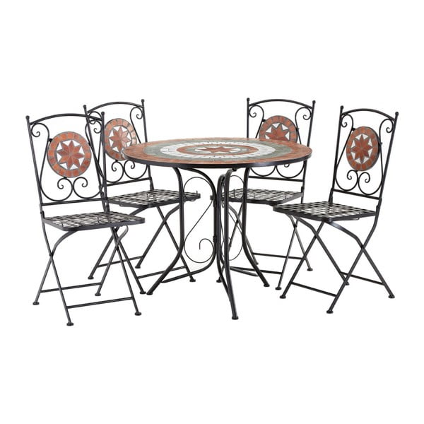 Set masă și 4 scaune de grădină Premier Housewares Amalfi, mozaic, roșu
