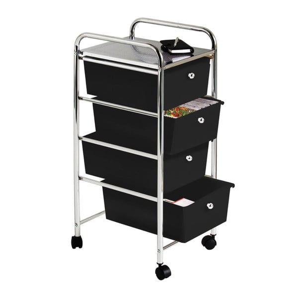 Etajeră pe roți  din plastic negru-argintiu  33x79 cm – Premier Housewares-image-1