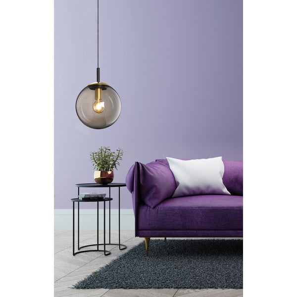 Lustră neagră cu abajur din sticlă Dini – Fischer & Honsel-image-2