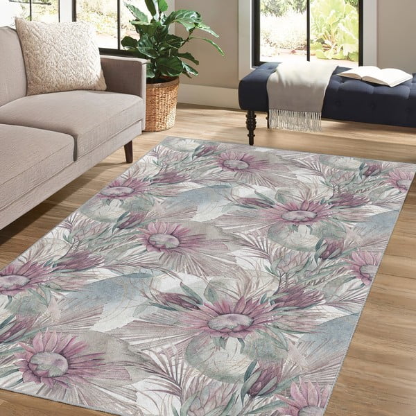 Covor mov/gri lavabil 160x230 cm Dusty Flowers – Mila Home-image-4