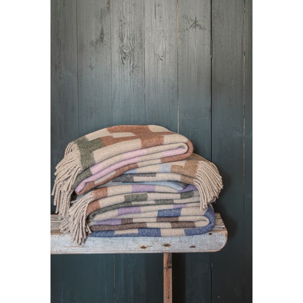 Pătură albastră/maro din amestesc de lână 130x190 cm Maze – Mette Ditmer Denmark-image-3