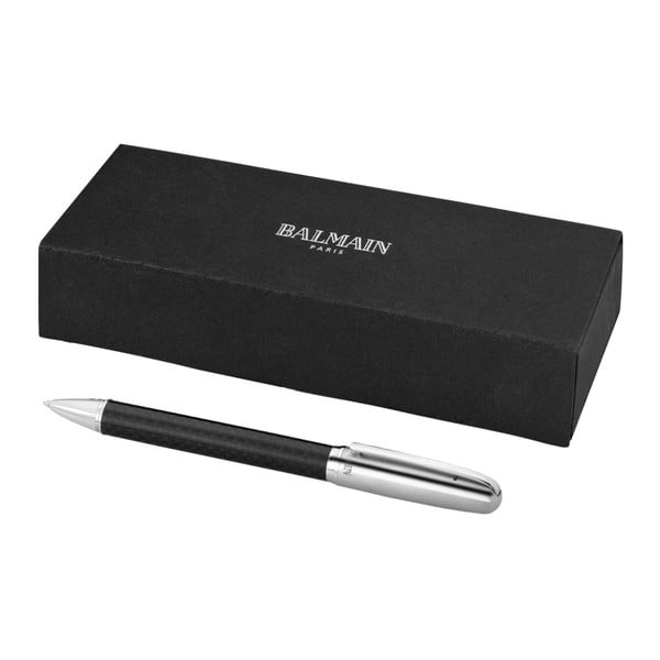 Stilou argintiu-negru cu penar Balmain Ballpoint