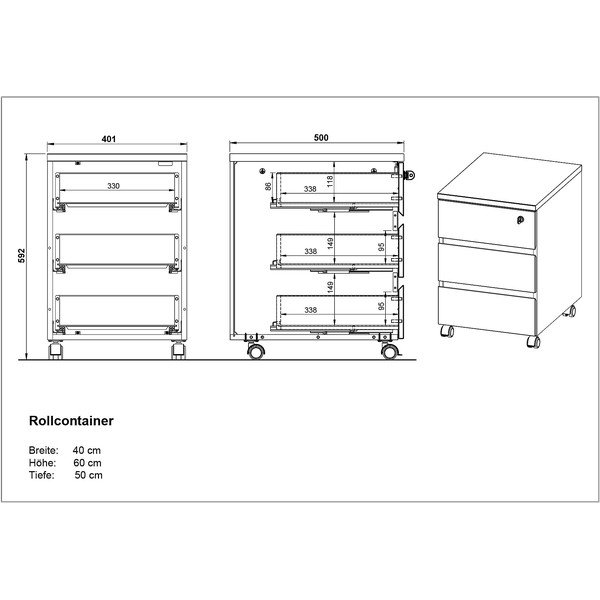 Dulap crem cu aspect mat cu încuietoare/pe roți 41x60x50 cm Lissabon – Germania-image-4