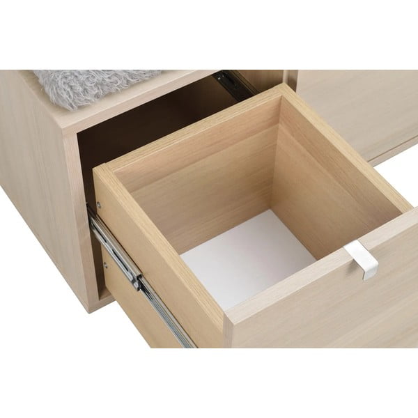 Pantofar gri/în culoare naturală cu bancă cu aspect de lemn de stejar Confetti – Rowico-image-4