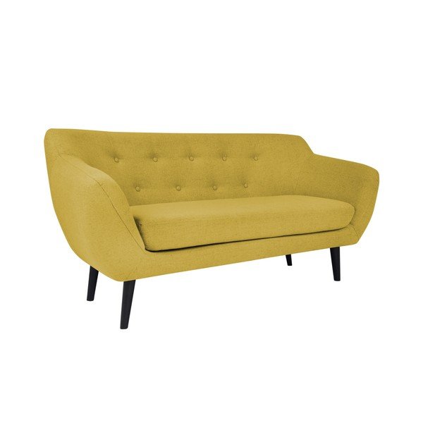 Canapea cu 2 locuri și picioare maro Mazzini Sofas Piemont, galben-image-1