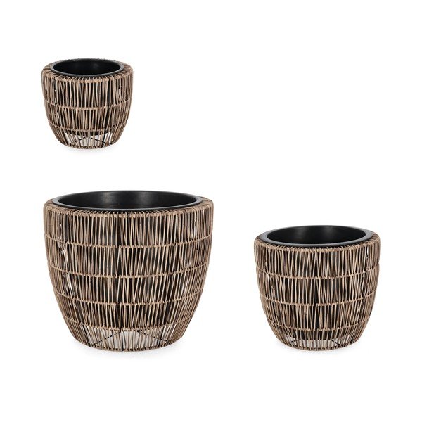 Ghivece 3 buc. din plastic/din ratan artificial ø 44 cm Ayun – Bizzotto-image-1