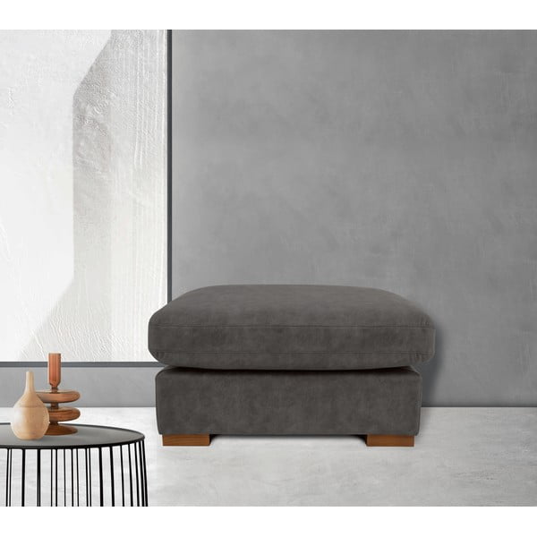 Taburet gri antracit cu tapițerie din imitație de piele Hamburg – Scandic-image-1