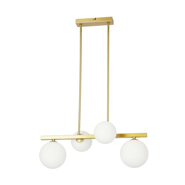 Lustră albă/aurie cu abajur din sticlă Kama – Candellux Lighting