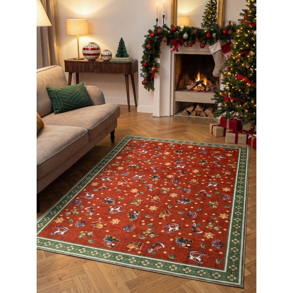 Covor roșu/verde 160x230 cm  cu model de Crăciun Toy's Delight Nostalgic Noel Red Green – Villeroy&Boch-image-1