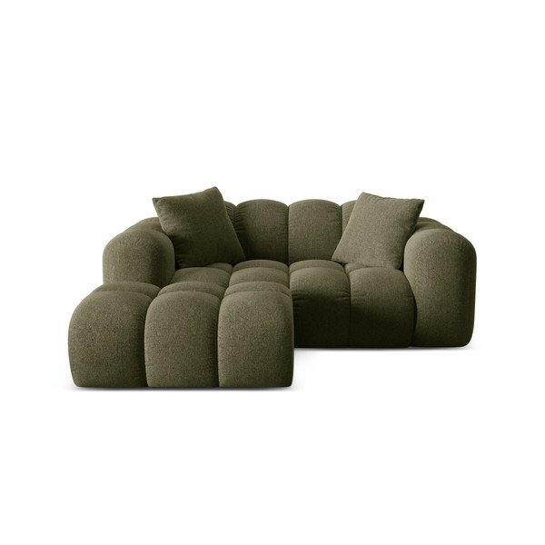 Colțar verde cu tapițerie din chenille (cu colț pe partea stângă/cu șezlong) Treno – Cosmopolitan Design