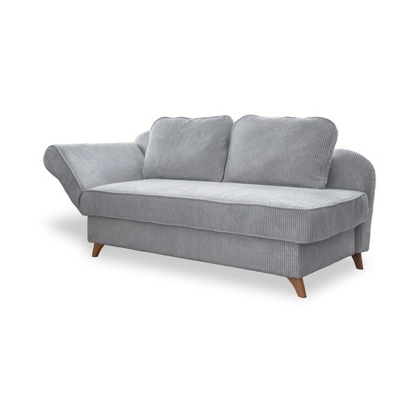 Șezlong gri deschis cu tapițerie din catifea reiată  (cu colț pe partea stângă) Chic Charlotte – Miuform