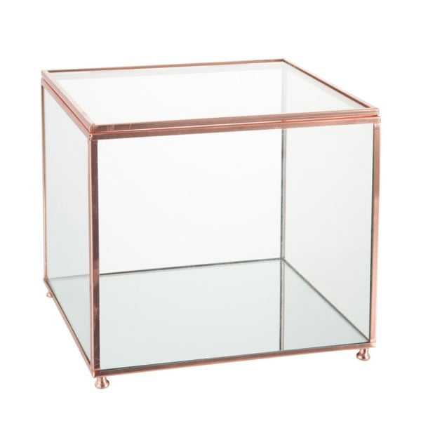 Casetă din sticlă pentru bijuterii J-Line Copper, 18 x 16 cm