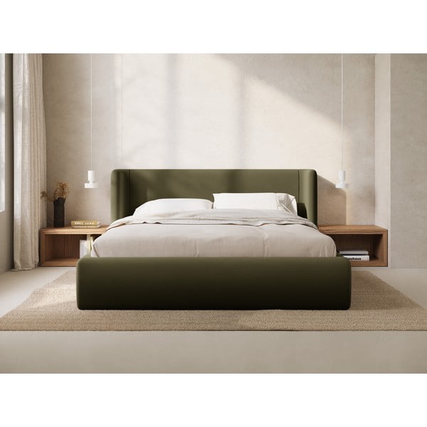 Pat matrimonial verde tapițat cu spațiu de depozitare cu somieră 200x200 cm Jason – Windsor & Co Sofas-image-1