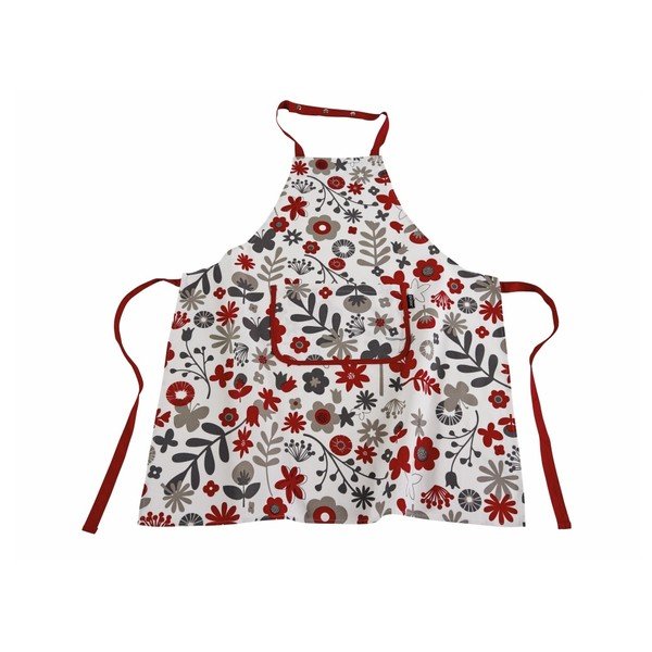 Șorț ZicZac Floral, alb/roșu