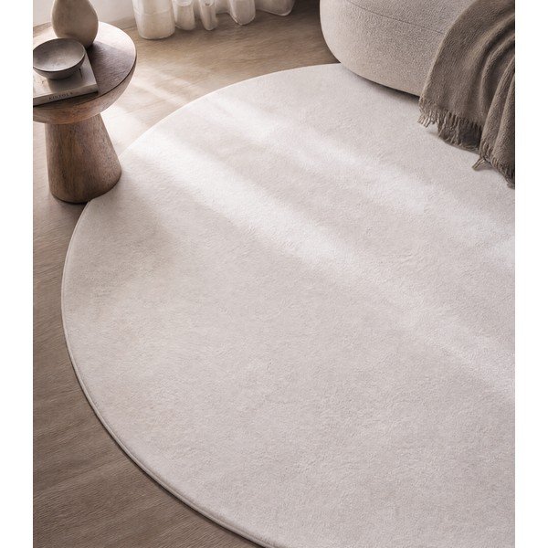 Covor crem lavabil rotund ø 160 cm Pouffy – Ayyildiz Carpets-image-3