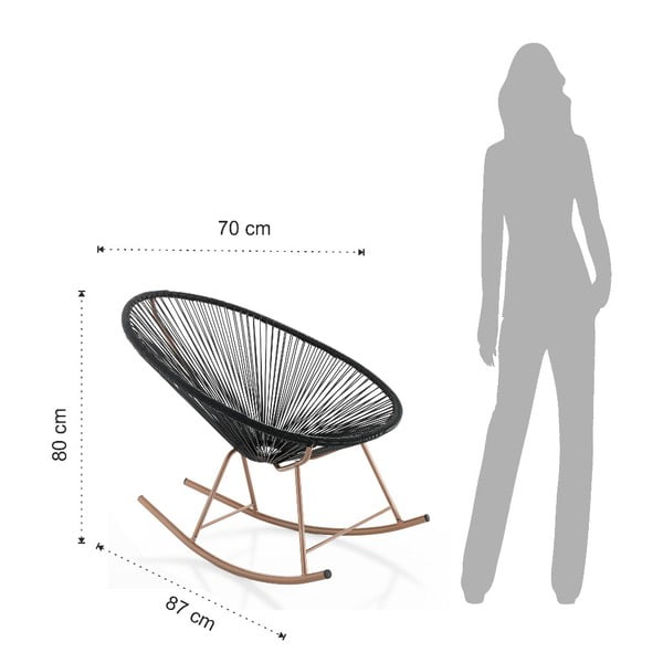 Fotoliu balansoar adecvat pentru exterior Tomasucci Numana, negru-image-3