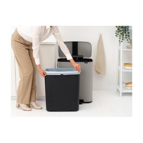 Coș de gunoi gri deschis cu pedală din oțel 60 l Bo – Brabantia-image-2