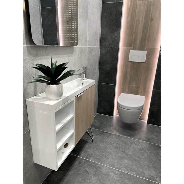 Dulap fără chiuvetă în culoare naturală suspendat cu aspect de lemn de stejar 50x50 cm Latus Vi – Sapho-image-1