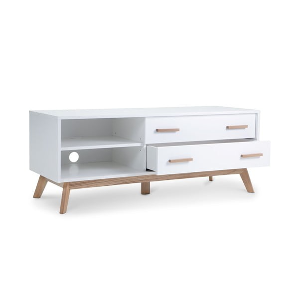 Comodă TV albă 130x50 cm Kensal – Woodman-image-3