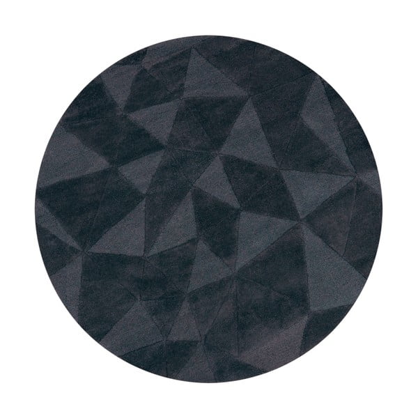 Covor gri antracit țesut manual rotund din lână ø 160 cm Shard Charcoal – Flair Rugs